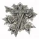 Roman numerals with cross  tattoo design idea