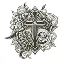 Roman numerals with cross  tattoo design idea