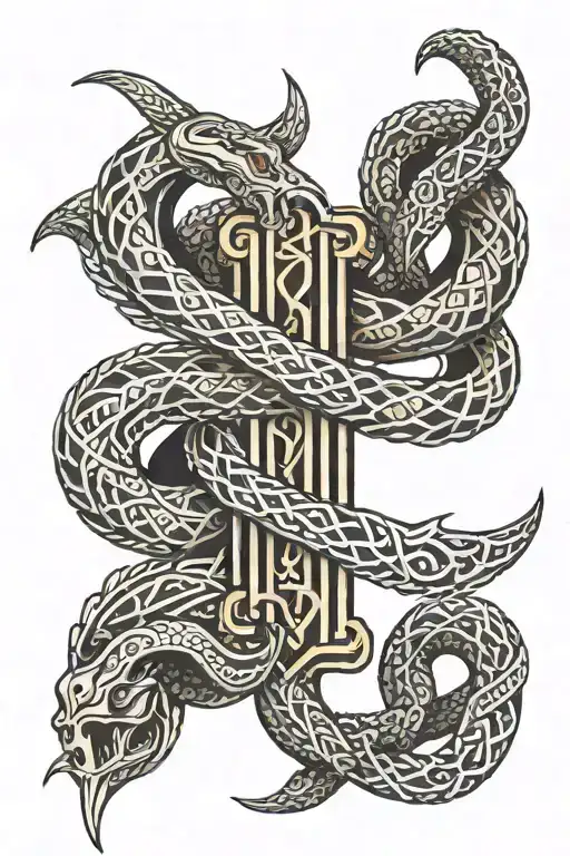 Bronze Serpent, The Cross tattoo design idea