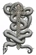 Bronze Serpent, The Cross tattoo design idea