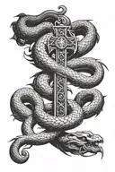 Bronze Serpent, The Cross tattoo design idea
