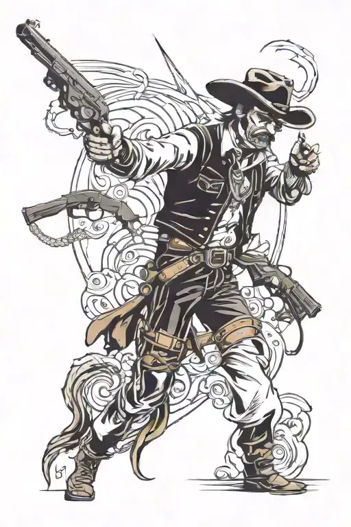 country western, bandit, outlaw, shoot out tattoo design idea