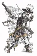 country western, bandit, outlaw, shoot out tattoo design idea