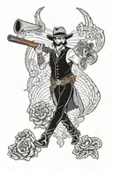 country western, bandit, outlaw, shoot out tattoo design idea