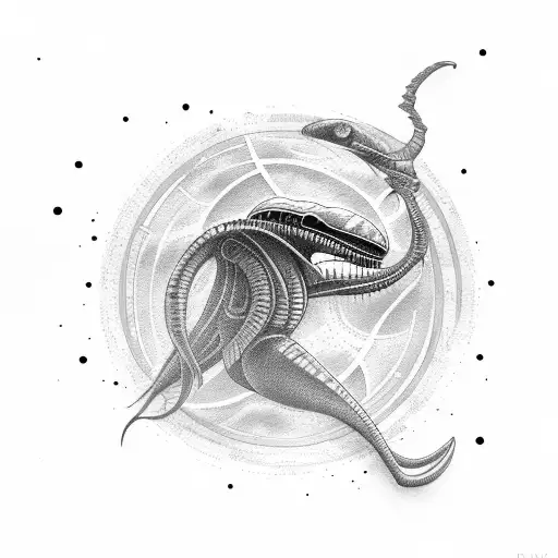 alien surfing stars tattoo design idea