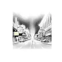 A detailed sketch of Beale Street at night, capturing the energy and music of Memphis tattoo design idea