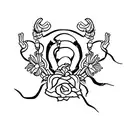 scorpion with gun and roses tattoo design idea