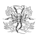scorpion with gun and roses tattoo design idea