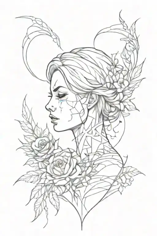broken hearted mother tattoo design idea