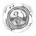 Yin and Yang with moon and sun  tattoo design idea
