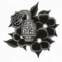 hand grenade with flowers tattoo design idea