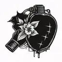 hand grenade with flowers tattoo design idea