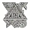 armband tattoo pattern with triangles with the date '8/6/2010' in Roman numerals in the middle  tattoo design idea