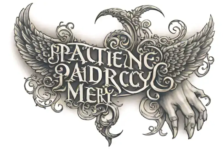 "patience and mercy" written in Arabic tattoo design idea