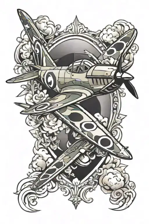 spitfire jet tattoo design idea