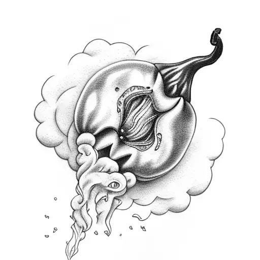 A pepper surrounded by swirling smoke tattoo design idea