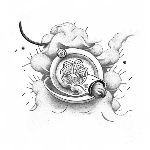 A playful and whimsical pepper surrounded by a swirling cloud of smoke tattoo design idea