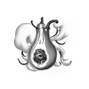 A playful and whimsical pepper surrounded by a swirling cloud of smoke tattoo design idea
