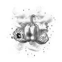 A playful and whimsical pepper surrounded by a swirling cloud of smoke tattoo design idea