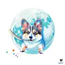 Corgi jumping over the moon tattoo design idea