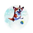 Corgi jumping over the moon tattoo design idea