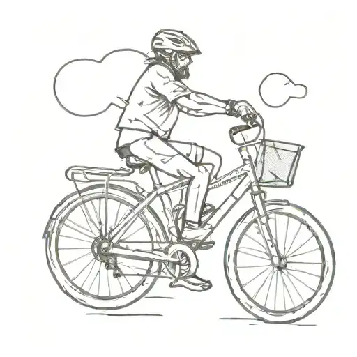 A sketch style tattoo of a cyclist with a speech bubble saying a funny cycling pun tattoo design idea