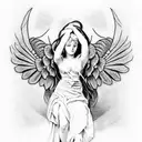 Tattoo lines in the style of the painting by Alexander Cabanel "Fallen Angel" on tattoo design idea