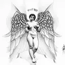 Tattoo lines in the style of the painting by Alexander Cabanel "Fallen Angel" on tattoo design idea
