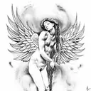 Tattoo lines in the style of the painting by Alexander Cabanel "Fallen Angel" on tattoo design idea
