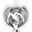 Tattoo lines in the style of the painting by Alexander Cabanel "Fallen Angel" on tattoo design idea