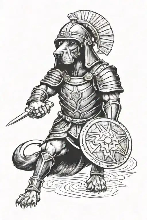 teckel as gladiator tattoo design idea