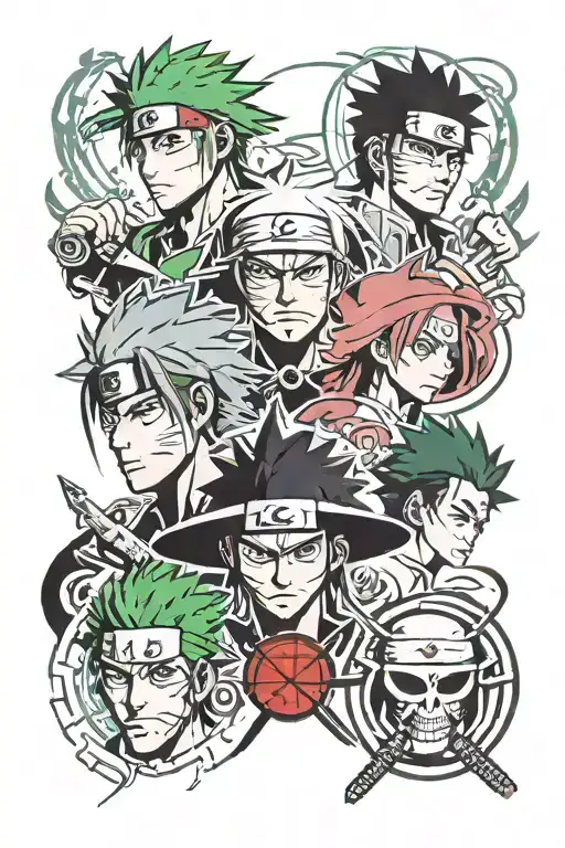 itachi sharingan + zoro roronoa+ Gon Freecss and Killua Zoldyck  tattoo design idea