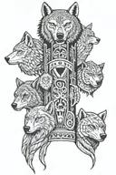 totem pole with hawk wolf bear head tattoo design idea