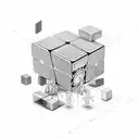 A rock concert scene with a giant Rubik's Cube as the stage backdrop tattoo design idea