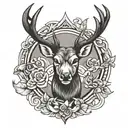 black deer head logo tattoo design idea