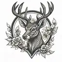 black deer head logo tattoo design idea