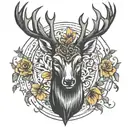 black deer head logo tattoo design idea