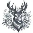 black deer head logo tattoo design idea