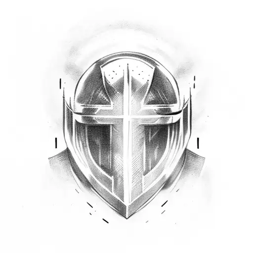 templar helmet, around leg tattoo design idea