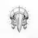 templar helmet, around leg tattoo design idea