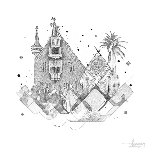 Travel barcelona tattoo design idea