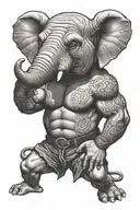 bulked boxer with elephant head tattoo design idea