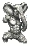 bulked boxer with elephant head tattoo design idea