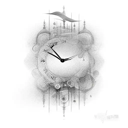 Time is an illusion that helps things make sense, so we are always living in the present tense tattoo design idea