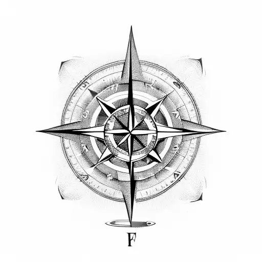 compass with family as arrow and A & S as other points on compass  tattoo design idea