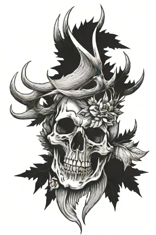 skull whitetail buck tattoo design idea