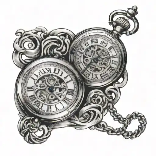 pocket watch surrounded tattoo design idea