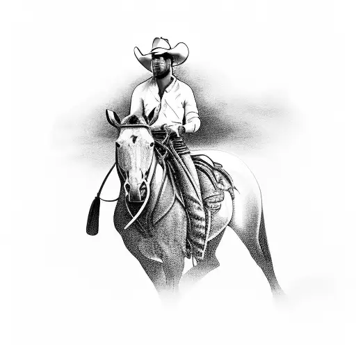 cowboy riding horse tattoo design idea
