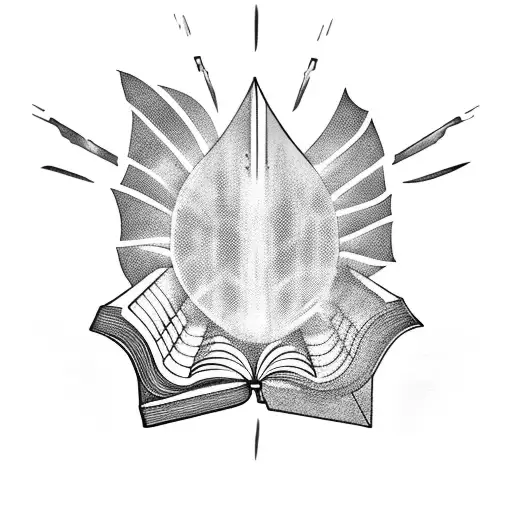A tattoo of an open book with rays of light bursting out of it tattoo design idea