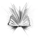 A tattoo of an open book with rays of light bursting out of it tattoo design idea